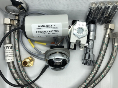 SLP 17AB Комплект для оборудования писсуара DOMINO автоматическим смывом 6В Sanela Чехия (фото, схема)