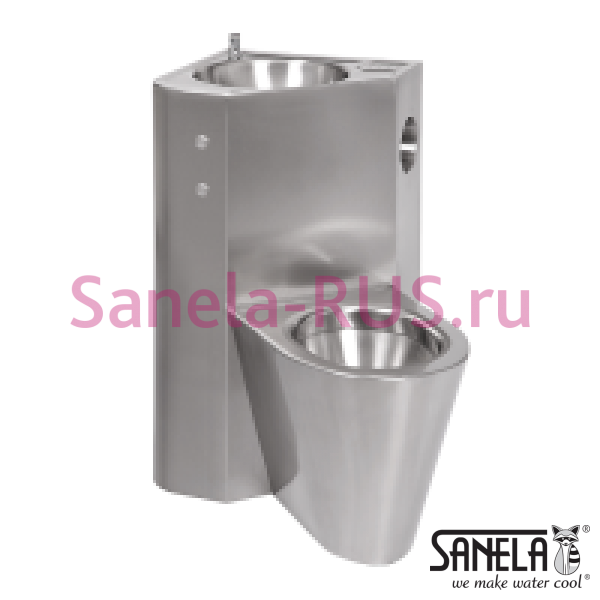 Угловой унитаз налево с умывальником и пьезо кнопками SLWN 08ZLP Угловой унитаз налево с умывальником и пьезо кнопками SLWN 08ZLP