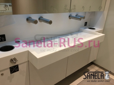 Автоматический нержавеющий настенный дозатор мыла 1л 24В SLZN 83E арт: 85831 Sanela Чехия (фото, схема)